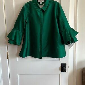 Gorgeous Sara Campbell Green Ruffle Sleeve Blouse